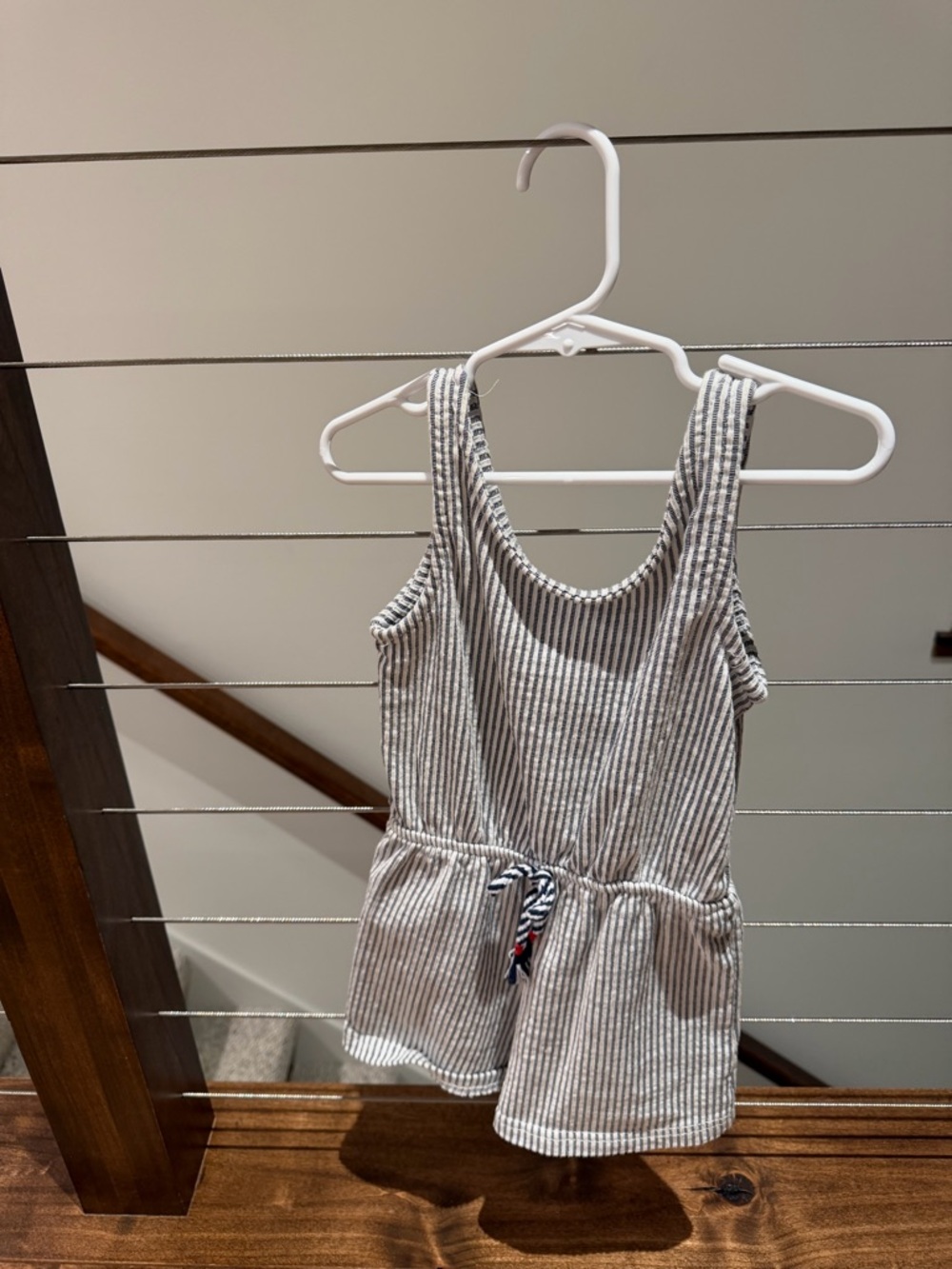 Vince Camuto Kids Striped Tank Romper in Blue and White